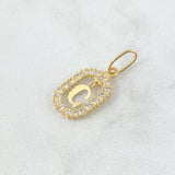 Dije Marco Letra G Colgante 1.45gr / 2.5cm - 1.8cm / Circones Blancos Oro Amarillo 18K