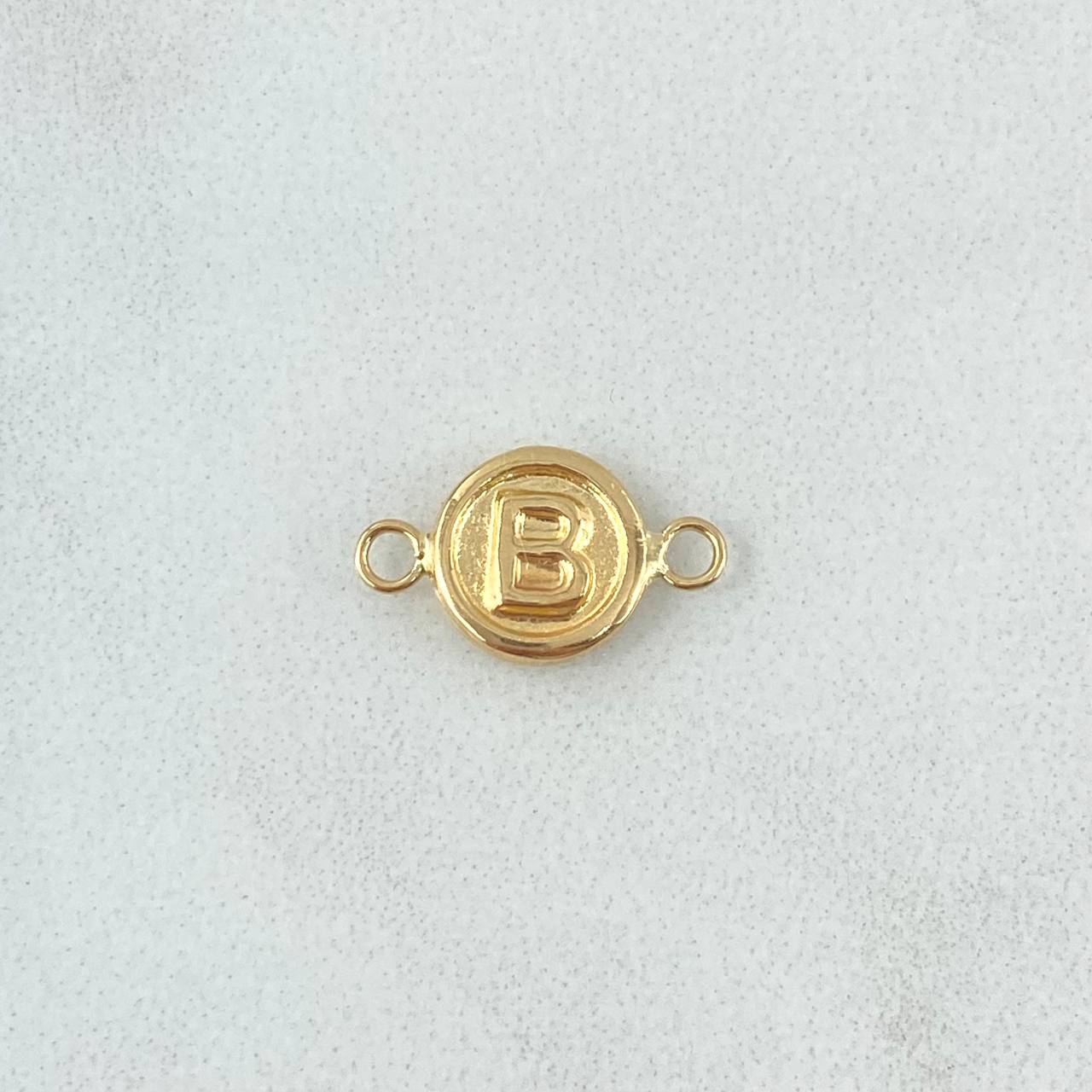 Herraje Letra B 0.45gr / 1.3cm / Circulo Mate Oro Amarillo 18K