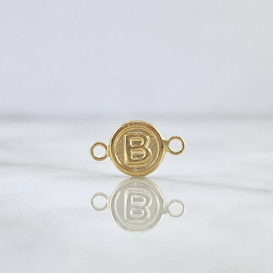 Herraje Letra B 0.45gr / 1.3cm / Circulo Mate Oro Amarillo 18K