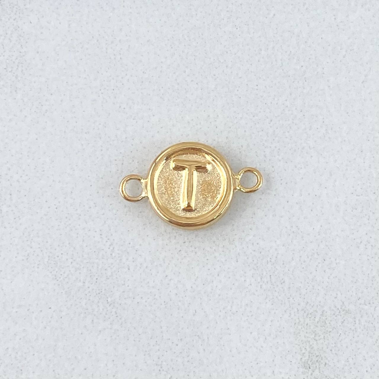 Herraje Letra T 0.4gr / 1.3cm / Circulo Mate Oro Amarillo 18K