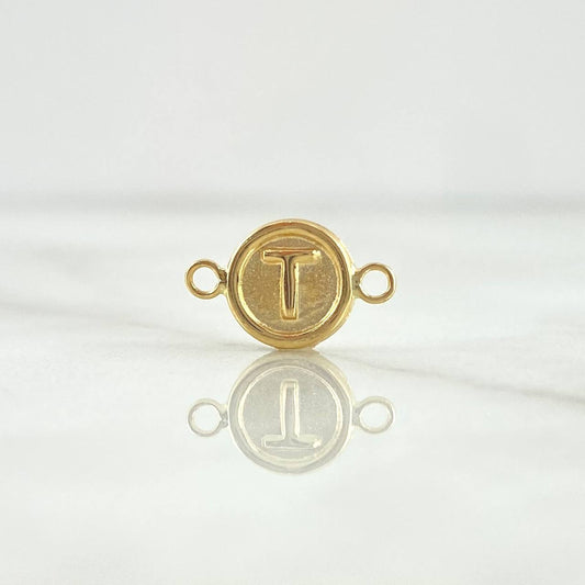 Herraje Letra T 0.4gr / 1.3cm / Circulo Mate Oro Amarillo 18K