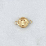 Herraje Letra T 0.4gr / 1.3cm / Circulo Mate Oro Amarillo 18K