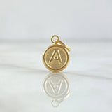 Dije Letra A 0.45gr / 1.4cm / Circulo Mate Oro Amarillo 18K