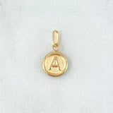 Dije Letra A 0.45gr / 1.4cm / Circulo Mate Oro Amarillo 18K