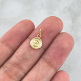 Dije Letra S 0.4gr / 1.4cm / Circulo Mate Oro Amarillo 18K