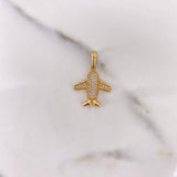 Dije Avion 2.65gr / 2.5cm / Circones Blancos Oro Amarillo 18K $