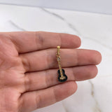 Dije Guitarra 1.15gr / 2.9cm / Circones Negros Blancos Oro Amarillo 18K $