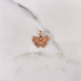 Dije Corazon Mariposa 2.15gr / 1.9cm / Circones Blancos Dos Oros Blanco Rosa 18K $