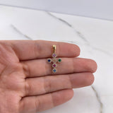 Dije Cruz Tupida 1.65gr / 2.3cm / Circones Colores Oro Amarillo 18K #