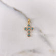 Dije Cruz Tupida 1.55gr / 2.3cm / Circones Blancos Azules Oro Amarillo 18K &