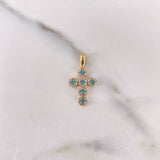 Dije Cruz Tupida 1.55gr / 2.3cm / Circones Blancos Azules Oro Amarillo 18K &