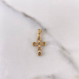Dije Cruz Tupida 1.55gr / 2.3cm / Circones Blancos Azules Oro Amarillo 18K &