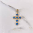 Dije Cruz Tupida 4.1gr / 3.8cm / Circones Blancos Azules Oro Amarillo 18K #