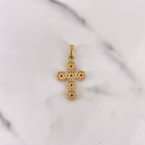 Dije Cruz Tupida 2.15gr / 3cm / Circones Blancos Fucsias Oro Amarillo 18K &