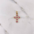 Dije Cruz Tupida 2.15gr / 3cm / Circones Blancos Fucsias Oro Amarillo 18K &