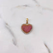 Dije Corazon 3.65gr / 2.6cm / Circones Fucsias Blancos Oro Amarillo 18K #