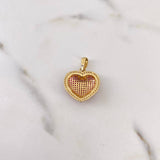 Dije Corazon 3.65gr / 2.6cm / Circones Fucsias Blancos Oro Amarillo 18K #