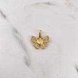 Dije Corazon Mariposa 2.25gr / 1.9cm / Circones Blancos Oro Amarillo 18K $