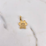 Dije Huella 2.3gr / 2.3cm / Circones Blancos Oro Amarillo 18K #