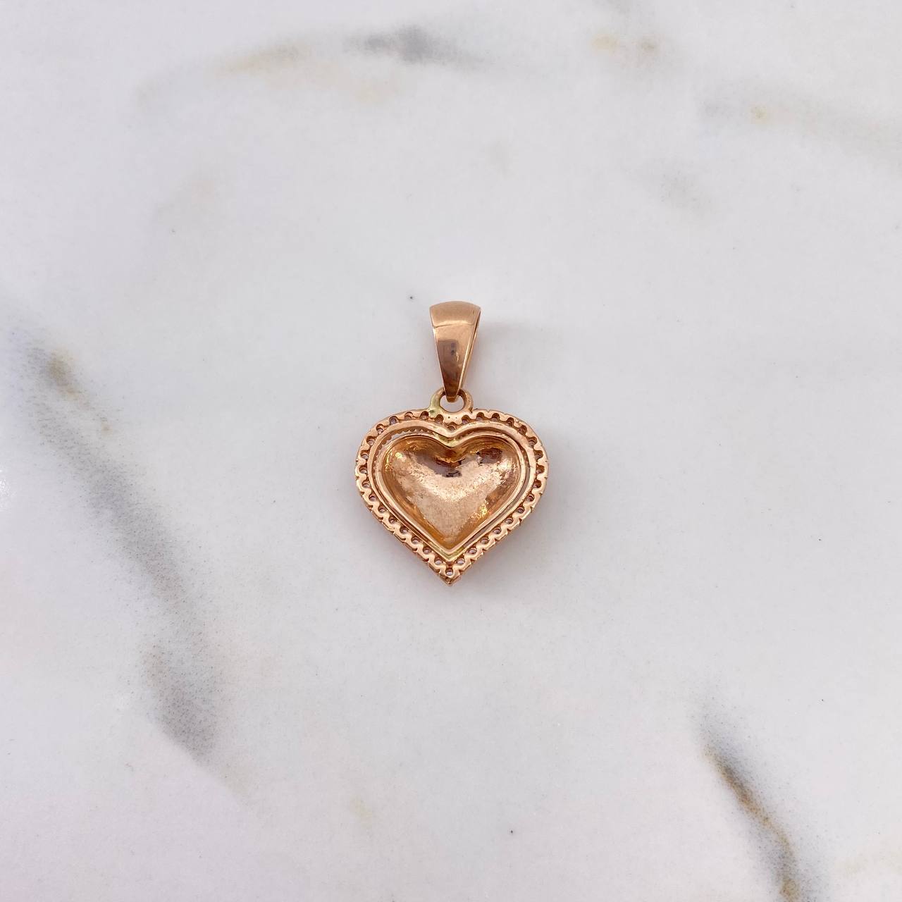 Dije Corazon 2.45gr / 2.4cm / Circones Rosados Oro Rosa 18K #