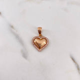 Dije Corazon 2.45gr / 2.4cm / Circones Rosados Oro Rosa 18K #