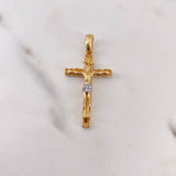 Dije Cruz Cristo 4.2gr / 3.8cm / Dos Oros Amarillo Blanco 18K &