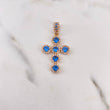 Dije Cruz Tupida 4.1gr / 3.8cm / Circones Blancos Azules Oro Rosa 18K #