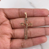 Dije Cruz Jesus 2.45gr / 3.7cm / Circones Negros Oro Rosa 18K $