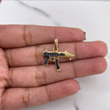 Dije Arma MP15 2gr / 2.2cm / Circones Negros Oro Amarillo 18K #