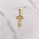 Dije Cruz Rombo 2.7gr / 3.7cm / Circones Blancos Dos Oros Amarillo Blanco 18K $