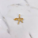 Dije Arma MP15 2gr / 2.2cm / Circones Negros Oro Amarillo 18K #