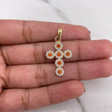 Dije Cruz Tupida 2.25gr / 3cm / Circones Blancos Naranjas Oro Amarillo 18K &