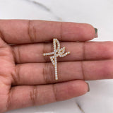 Dije Cruz Fe 1.95gr / 2.8cm / Circones Blancos Oro Amarillo 18K $