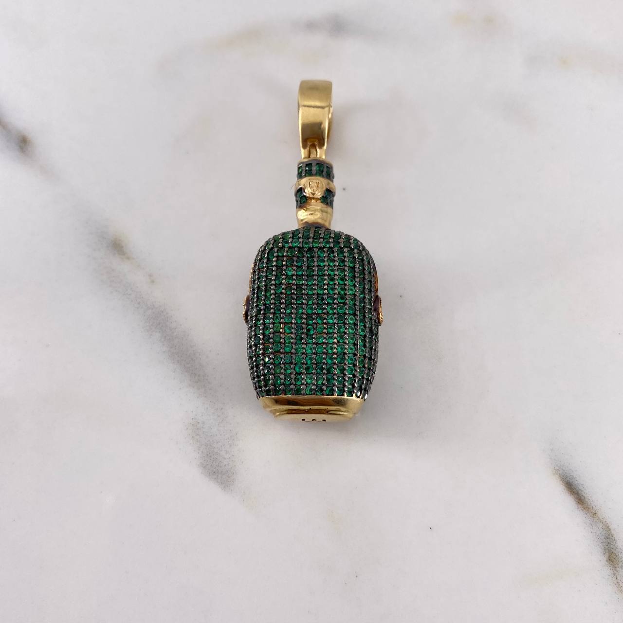 Dije Botella Buchanan's 14.7gr / 4.5cm / Circones Verdes Oro Amarillo 18K #