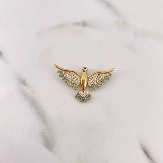 Dije Colibri 3.35gr / 1.8cm / Circones Negros-Azules-Blancos Oro Amarillo 18K $