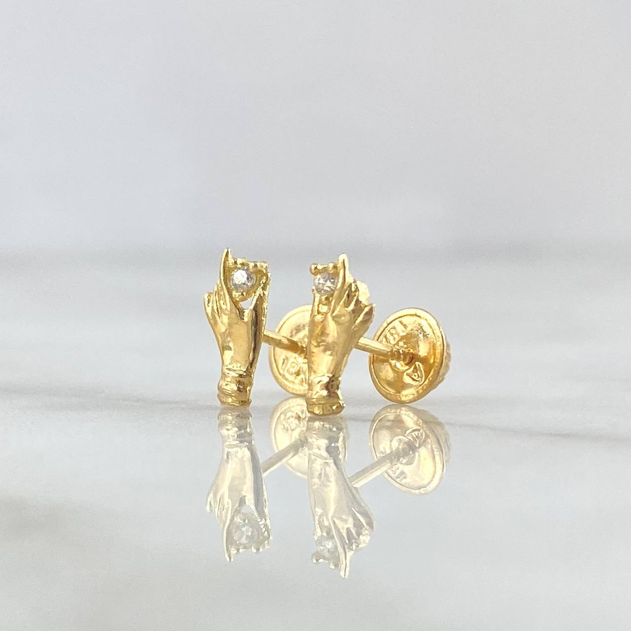 Topos Mano 0.85gr / 9mm Circones Blancos Oro Amarillo 18K ©