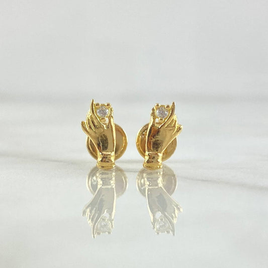 Topos Mano 0.9gr / 9mm Circones Blancos Oro Amarillo 18K *