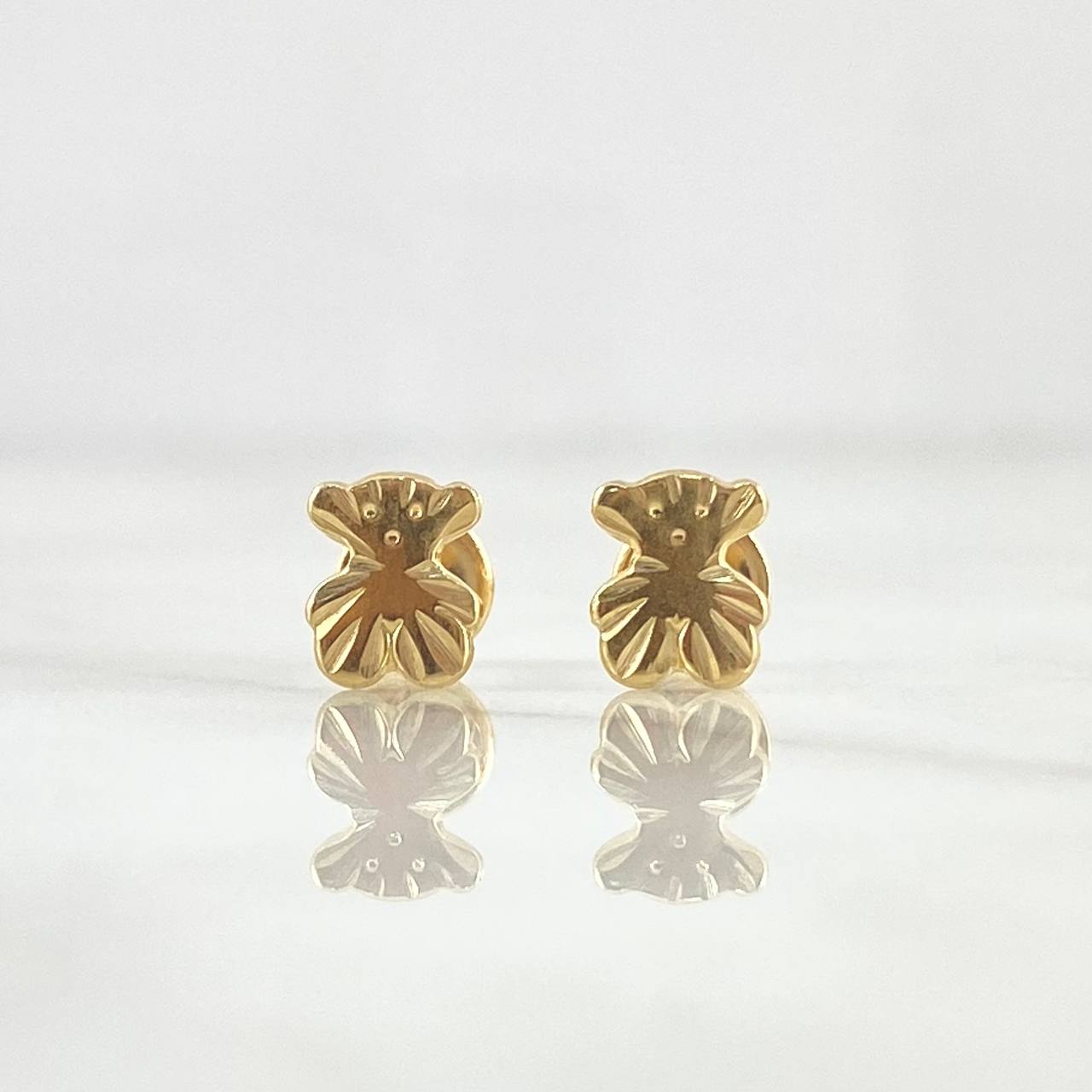 Topos Oso TS 0.75gr / 7mm Bordes Rayados Oro Amarillo 18K ©