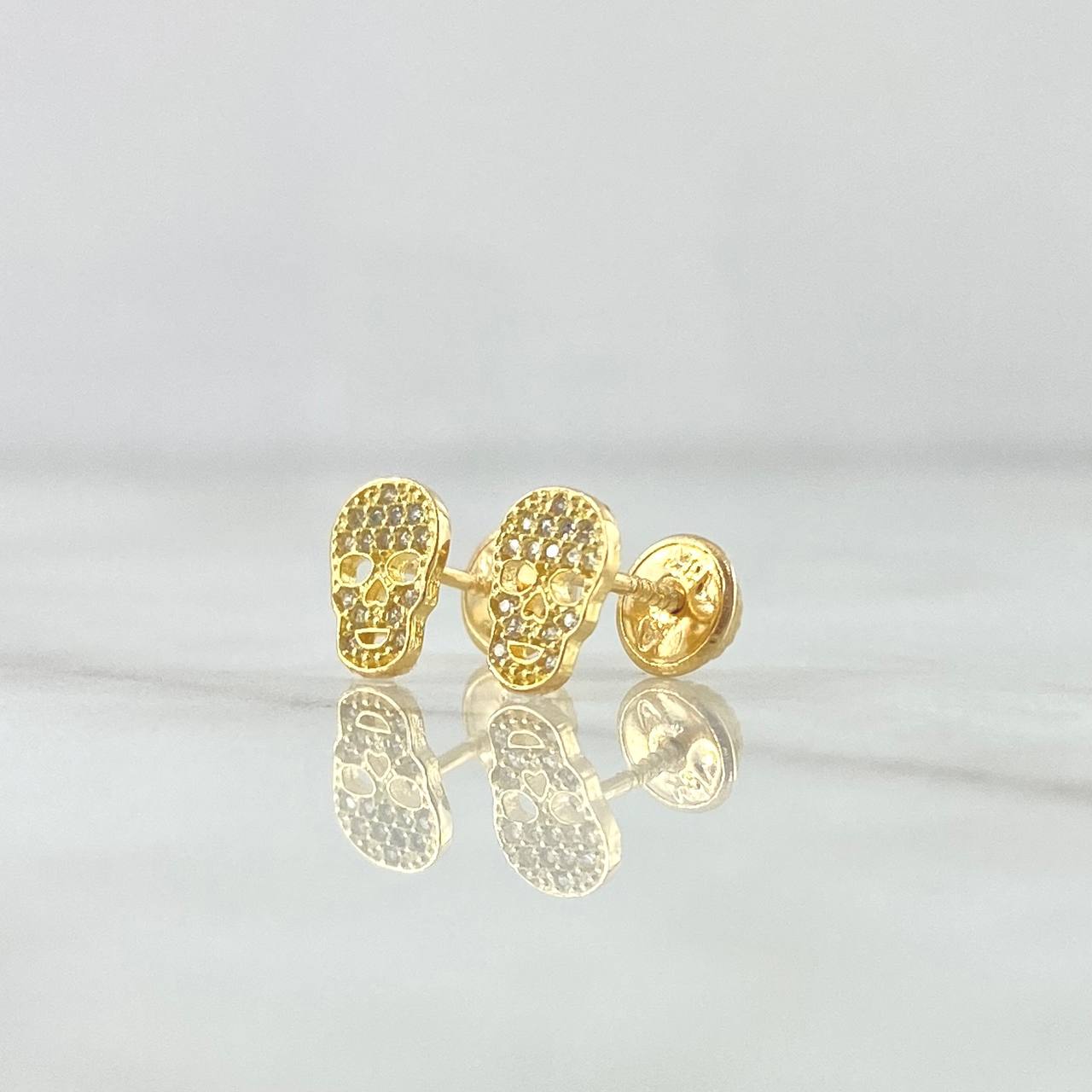 Topos Calavera 1gr / 8mm Circones Blancos Oro Amarillo 18K