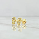 Topos Calavera 1gr / 8mm Circones Blancos Oro Amarillo 18K