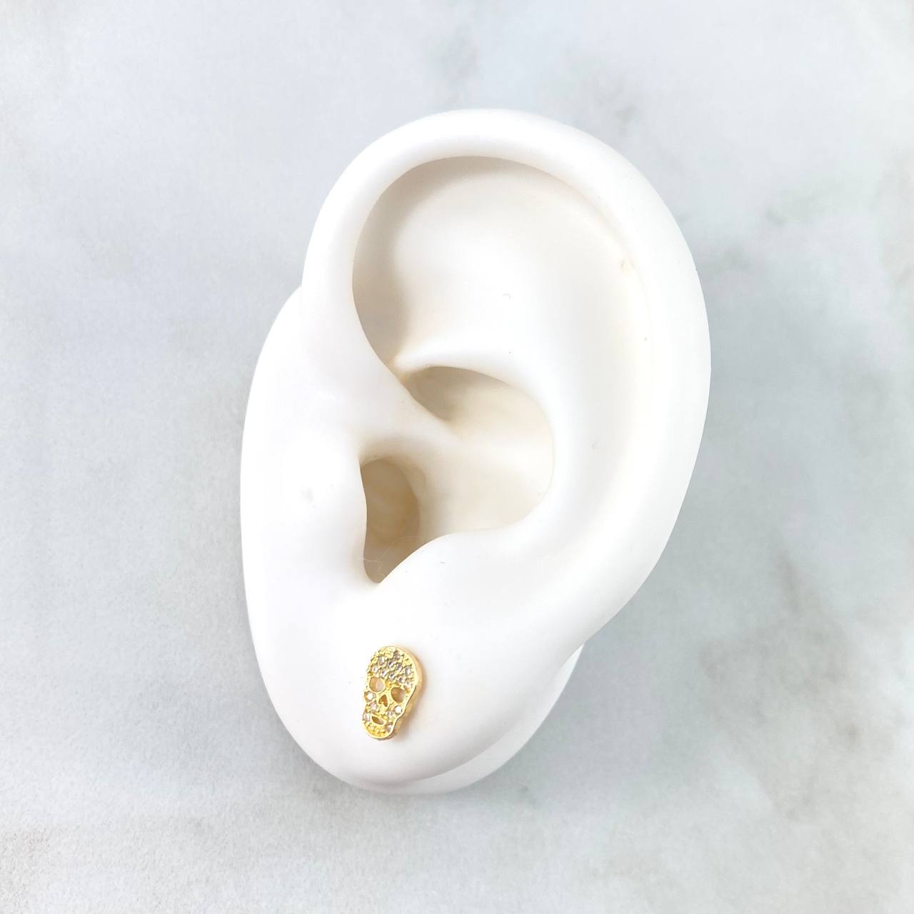 Topos Calavera 1gr / 8mm Circones Blancos Oro Amarillo 18K