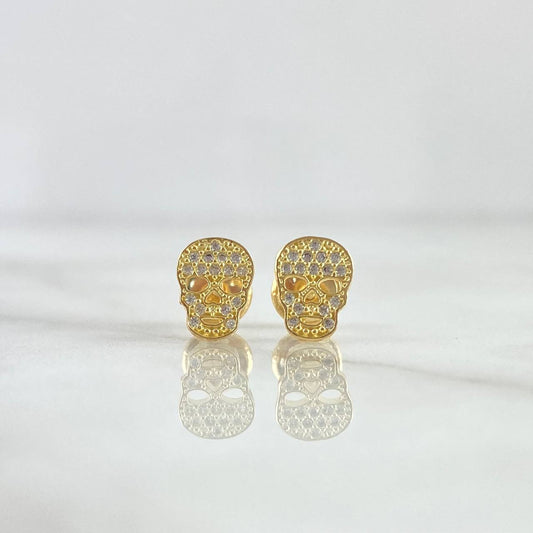 Topos Calavera 1gr / 8mm Circones Blancos Oro Amarillo 18K