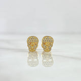 Topos Calavera 1gr / 8mm Circones Blancos Oro Amarillo 18K