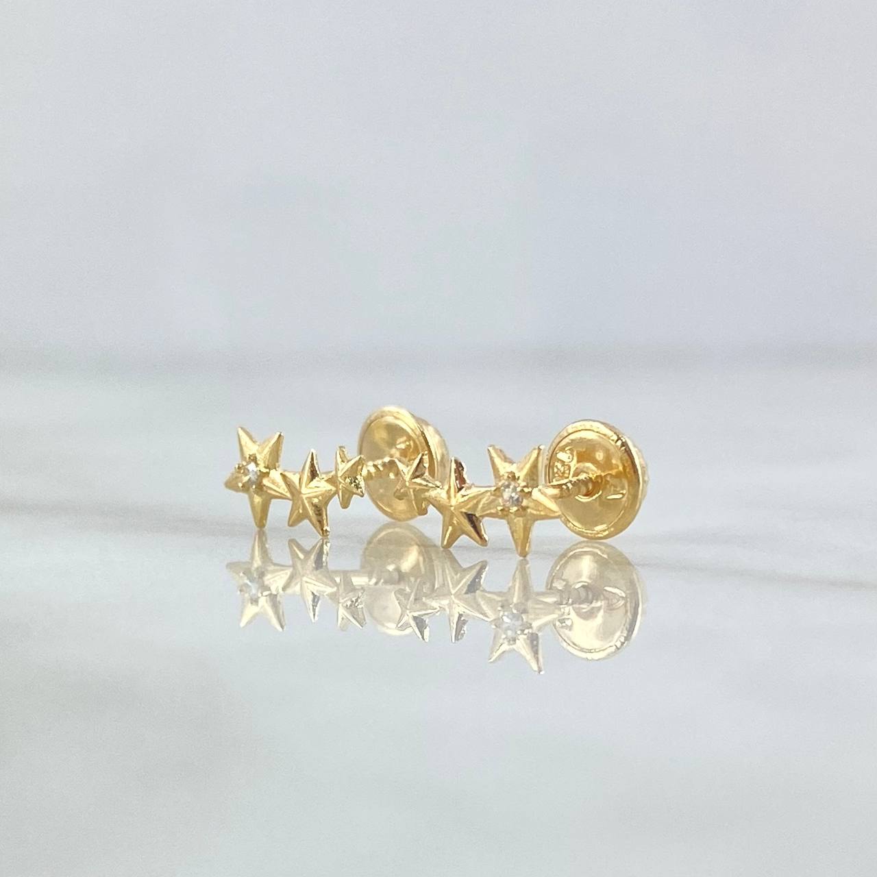 Topos Trio de Estrellas 0.75gr / Circones Blancos Oro Amarillo 18K *