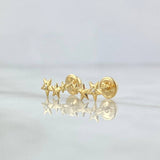 Topos Trio de Estrellas 0.75gr / Circones Blancos Oro Amarillo 18K *