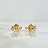 Topos Trio de Estrellas 0.75gr / Circones Blancos Oro Amarillo 18K *