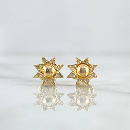 Topos Sol 1.1gr / 8mm Circones Blancos Oro Amarillo 18K
