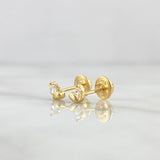 Topos Corazón Mitad 0.7gr / 3.5mm Circones Blancos Oro Amarillo 18K ©