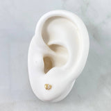 Topos Corazón Mitad 0.7gr / 3.5mm Circones Blancos Oro Amarillo 18K ©