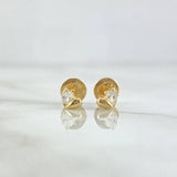 Topos Corazón Mitad 0.7gr / 3.5mm Circones Blancos Oro Amarillo 18K ©